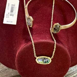 Kendra S. Elisa Gold Pendant Necklace n Bracelet